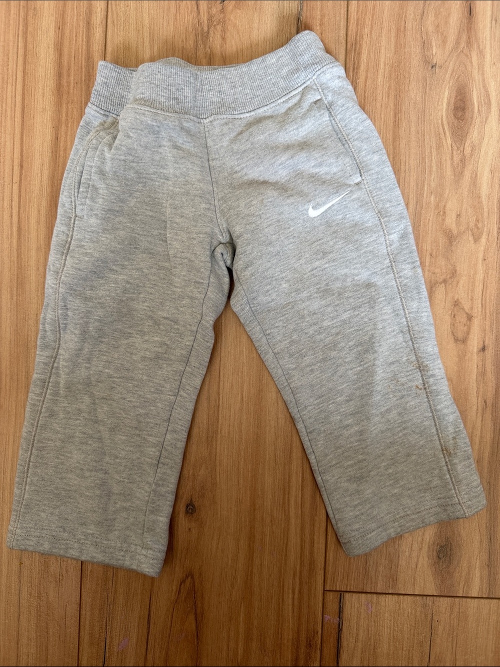 Nike Kids Light Gray Fleece Joggers with White Swoosh